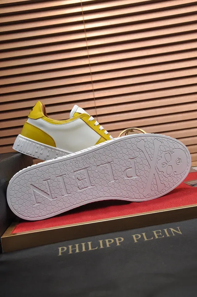 Philipp Plein Lifestyle Sneaker Jaune Blanc Low-Top Cuir Supérieur Lifestyle Sneakers 4