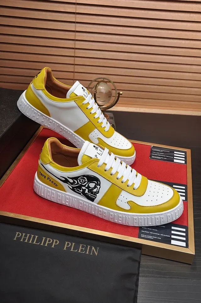 Philipp Plein Lifestyle Sneaker Jaune Blanc Low-Top Cuir Supérieur Lifestyle Sneakers 5