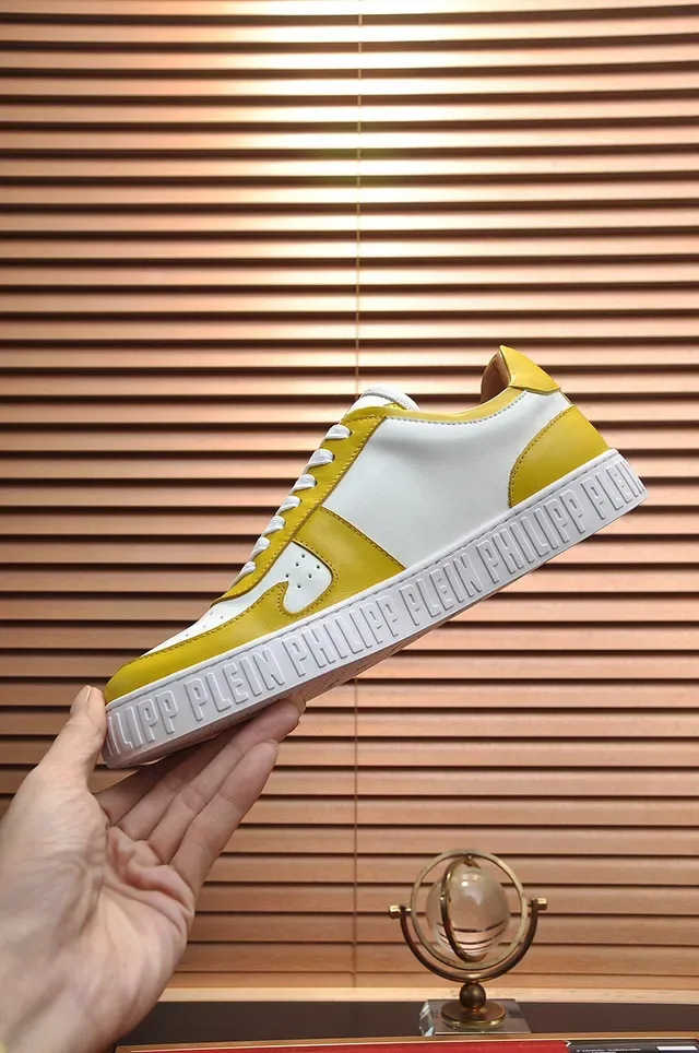 Philipp Plein Lifestyle Sneaker Jaune Blanc Low-Top Cuir Supérieur Lifestyle Sneakers 6