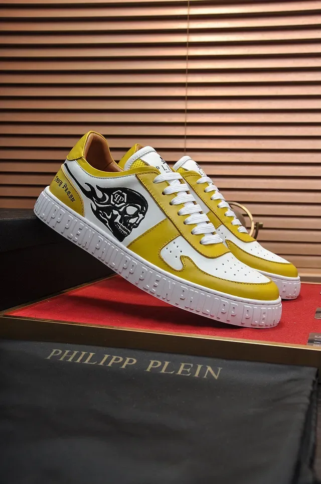 Philipp Plein Lifestyle Sneaker Jaune Blanc Low-Top Cuir Supérieur Lifestyle Sneakers 8