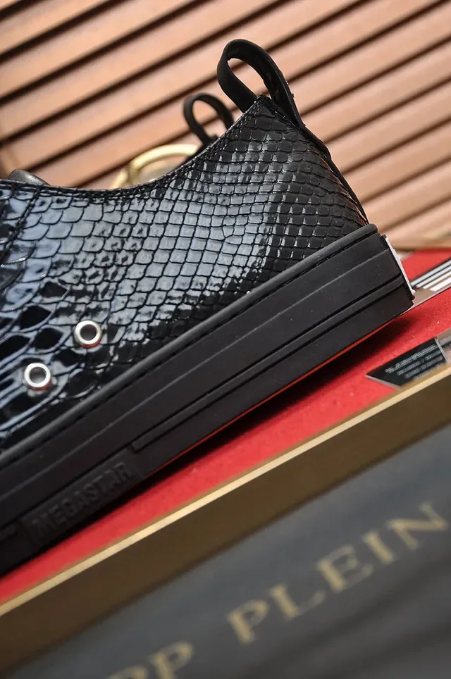 Philipp Plein Megastar Black Crocodile-Embossed Patent Leather Lifestyle Sneakers 2