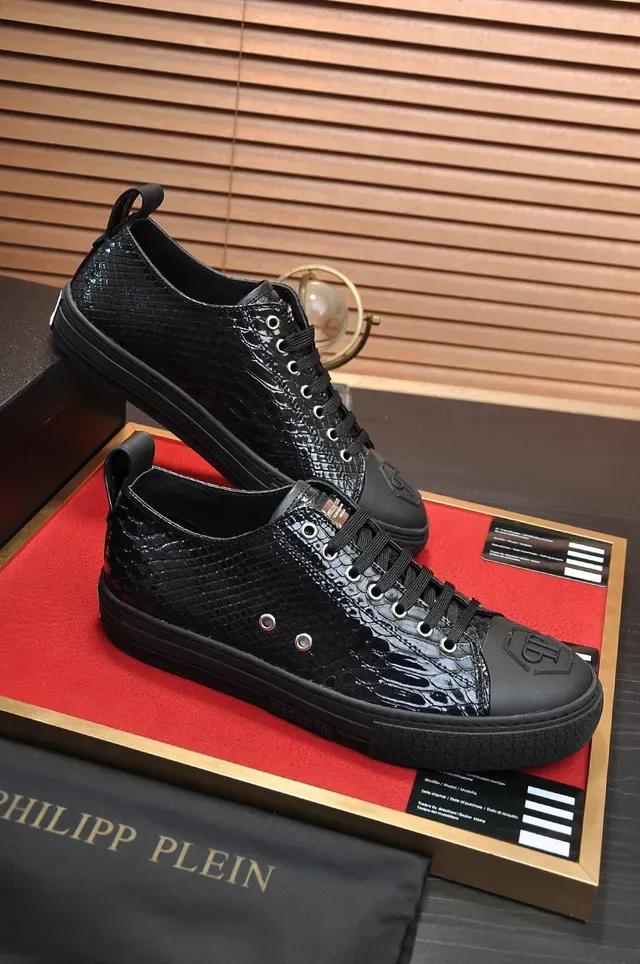 Philipp Plein Megastar Black Crocodile-Embossed Patent Leather Lifestyle Sneakers 5