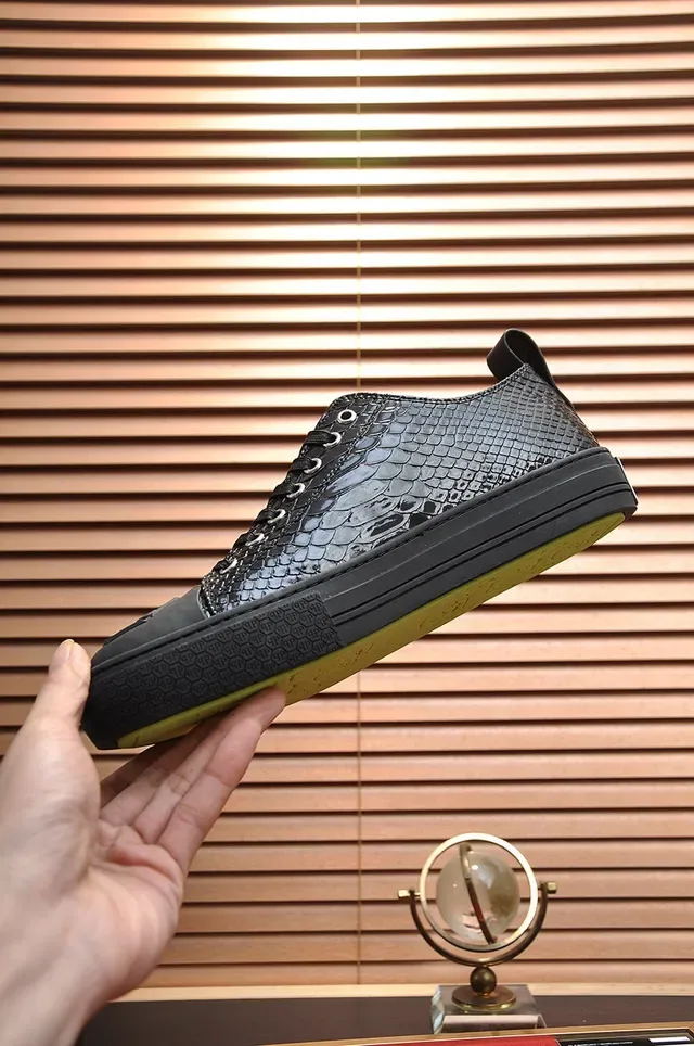 Philipp Plein Megastar Black Crocodile-Embossed Patent Leather Lifestyle Sneakers 6