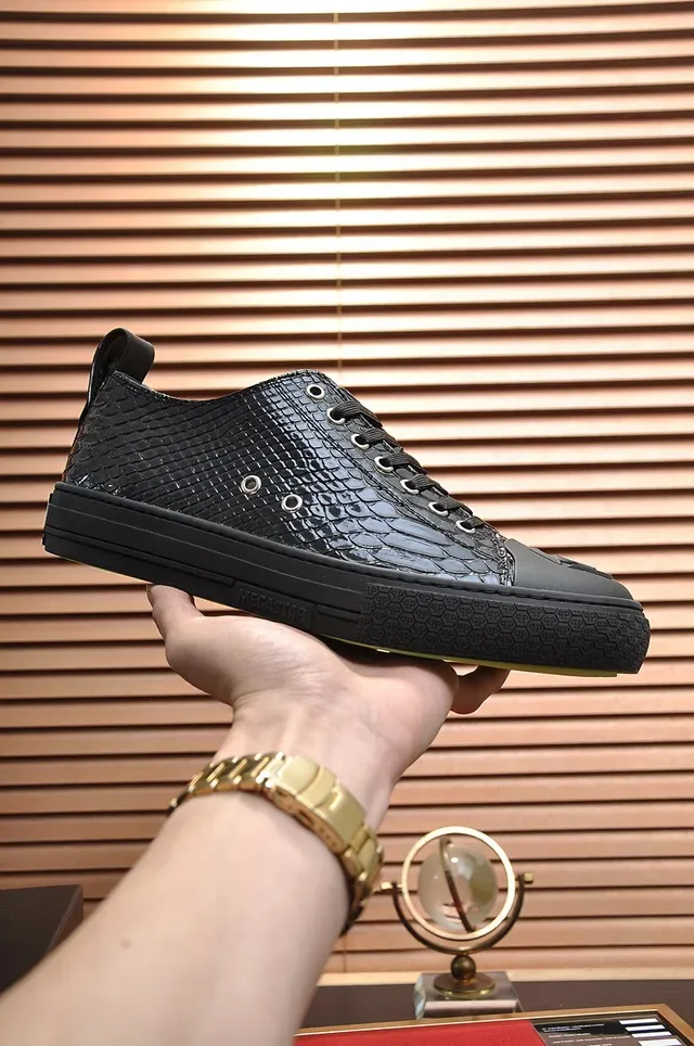 Philipp Plein Megastar Black Crocodile-Embossed Patent Leather Lifestyle Sneakers 7