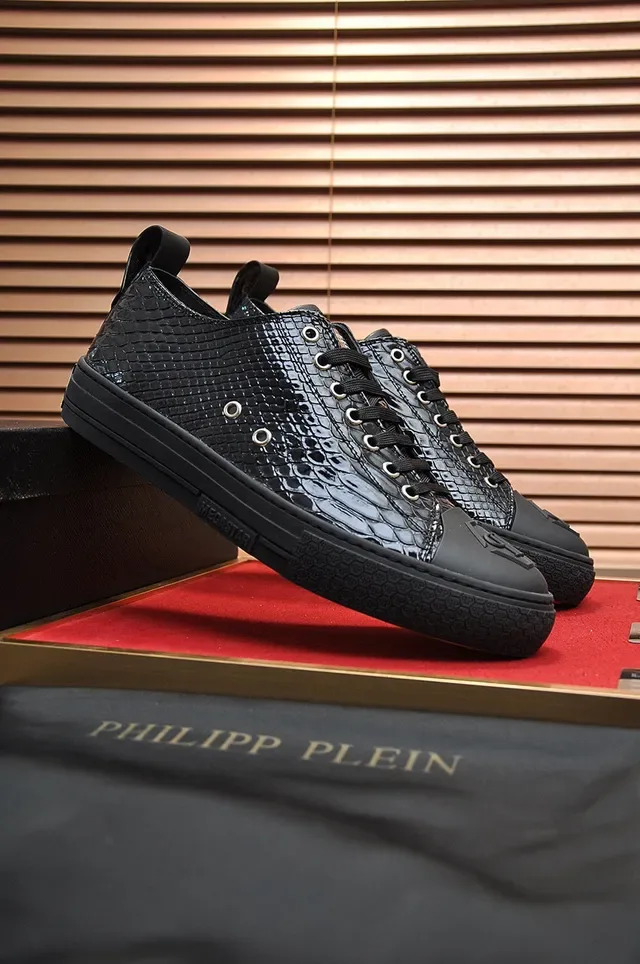 Philipp Plein Megastar Black Crocodile-Embossed Patent Leather Lifestyle Sneakers 8