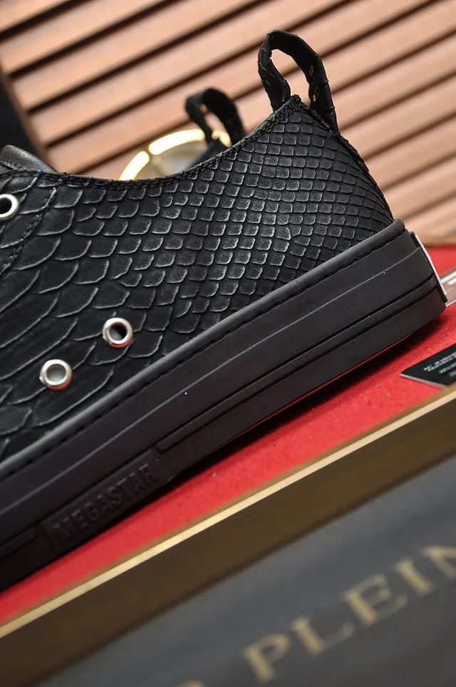Philipp Plein Megastar sneakers lifestyle noir cuir embossé motif de serpent 2