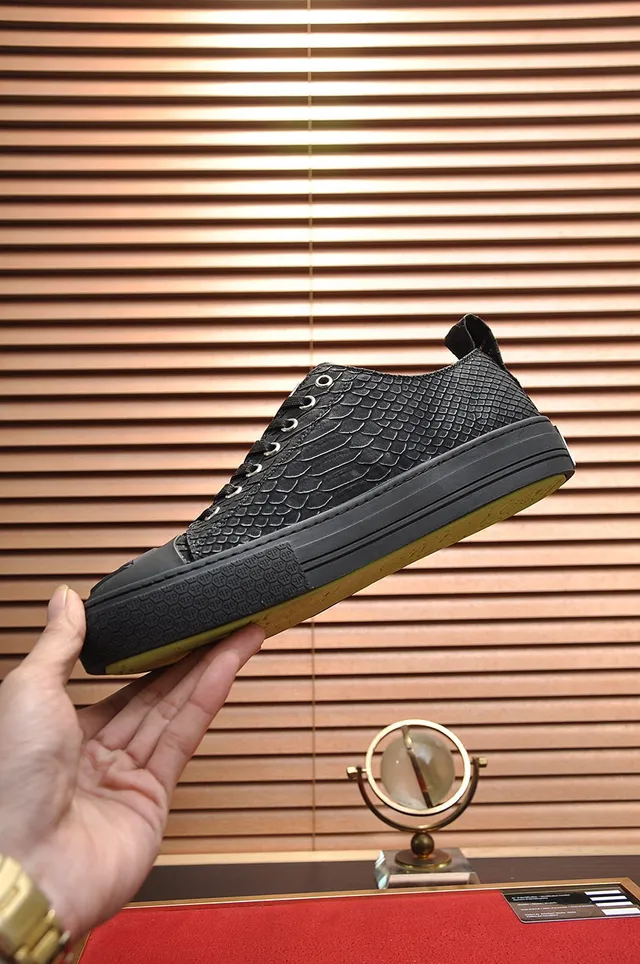 Philipp Plein Megastar sneakers lifestyle noir cuir embossé motif de serpent 6