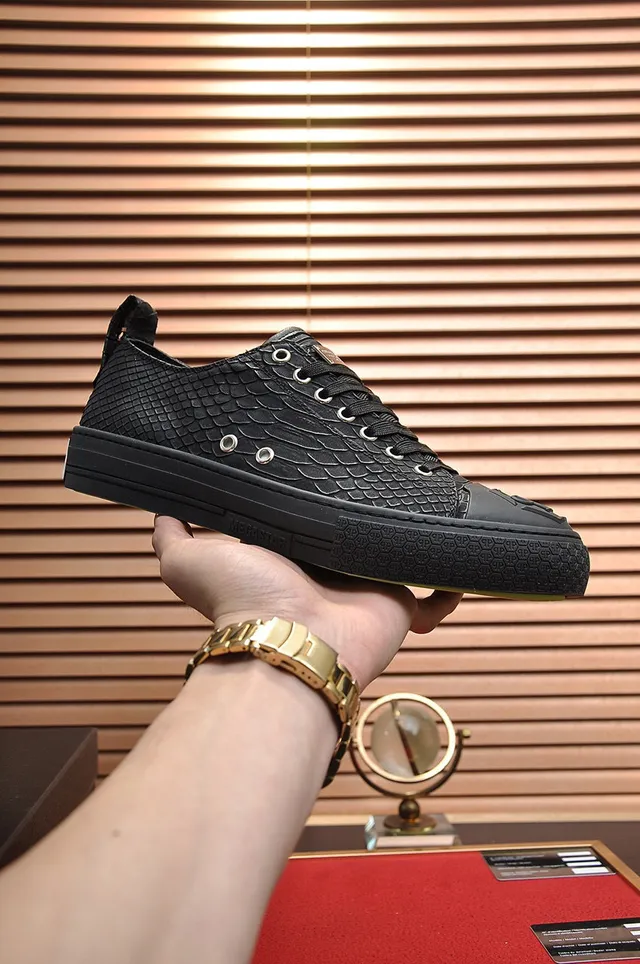 Philipp Plein Megastar sneakers lifestyle noir cuir embossé motif de serpent 7