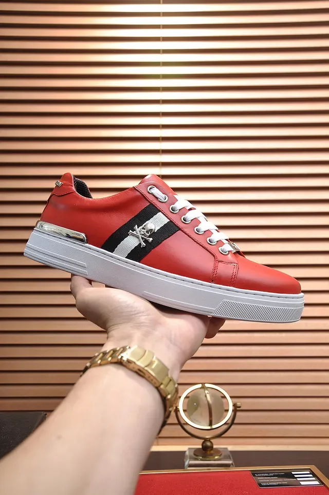 Philipp Plein Semelle en Cuir Rouge Blanc Sneakers Lifestyle 7