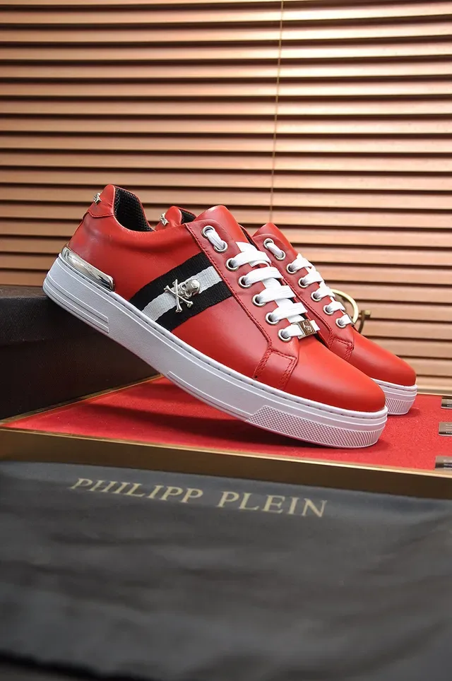 Philipp Plein Semelle en Cuir Rouge Blanc Sneakers Lifestyle 8