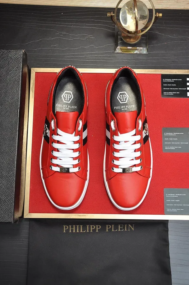 Philipp Plein Semelle en Cuir Rouge Blanc Sneakers Lifestyle 9