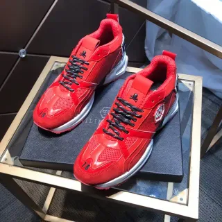 Philipp Plein Sport 红黑 网面和合成覆盖 厚底运动鞋