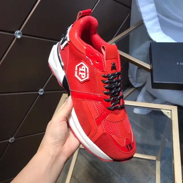 Philipp Plein Sport Vermelho Preto Sola Malha e Recobrimento Sintético Tênis Chunky 2