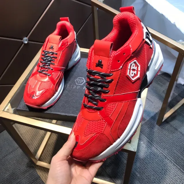 Philipp Plein Sport Vermelho Preto Sola Malha e Recobrimento Sintético Tênis Chunky 3