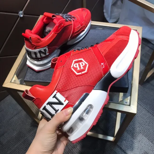 Philipp Plein Sport Vermelho Preto Sola Malha e Recobrimento Sintético Tênis Chunky 4