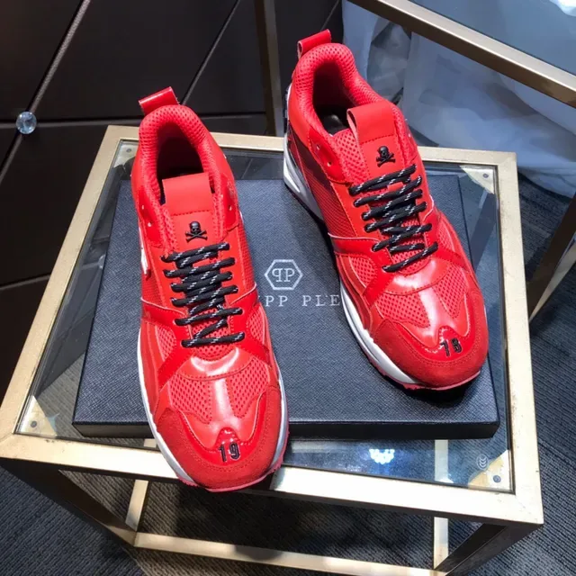 Philipp Plein Sport Vermelho Preto Sola Malha e Recobrimento Sintético Tênis Chunky 6