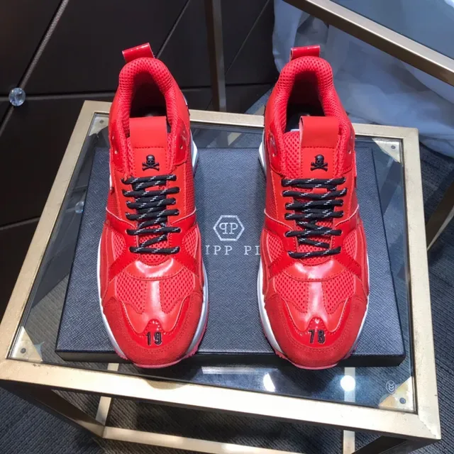 Philipp Plein Sport Vermelho Preto Sola Malha e Recobrimento Sintético Tênis Chunky 8