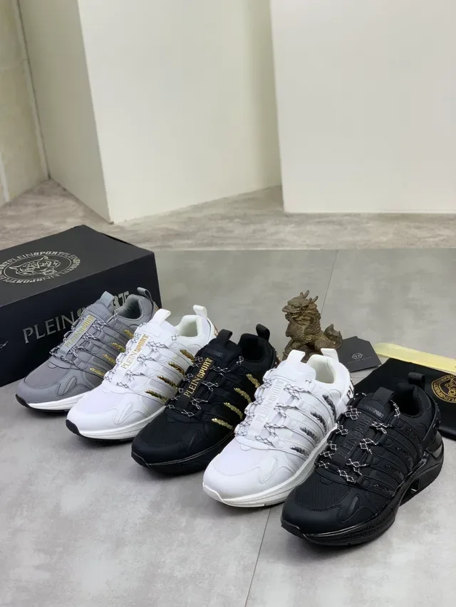 Philipp Plein Sport White and Gold Spiked Lifestyle Sneakers 2
