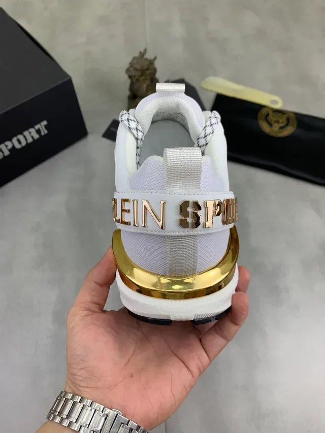 Philipp Plein Sport White and Gold Spiked Lifestyle Sneakers 5