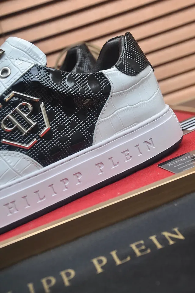 Philipp Plein White and Black Leather Lifestyle Sneakers 9