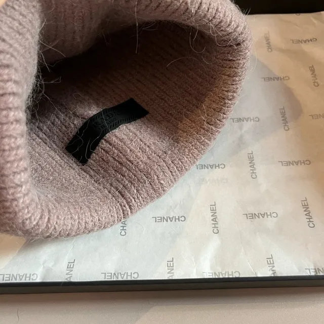 Prada Beige Brown Ribbed Knit Folded Cuff Beanie 4