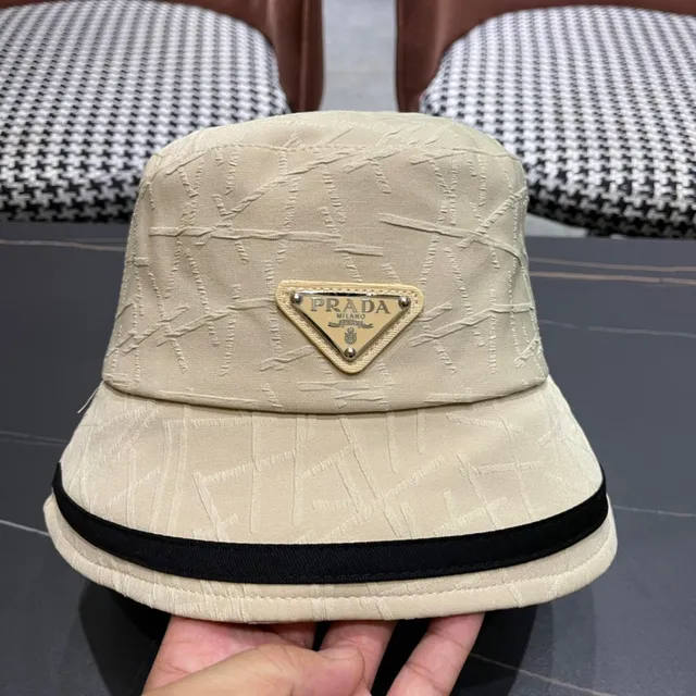 Prada Beige Textured Bucket Hat 8