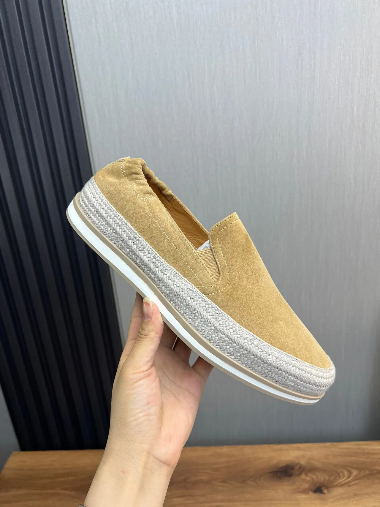 Prada Beige White Suede Upper Elasticated Collar Casual Shoes 5