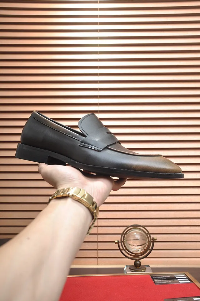 Prada Black Brown Penny Strap Two-Tone Leather Loafer 5