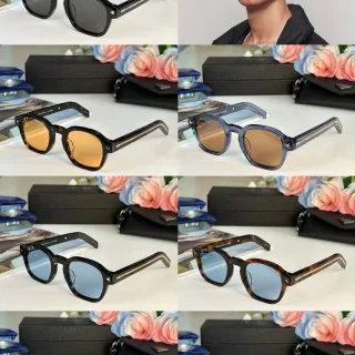 Prada Black Gold Geometric Octagonal Frame Acetate Construction Sunglasses