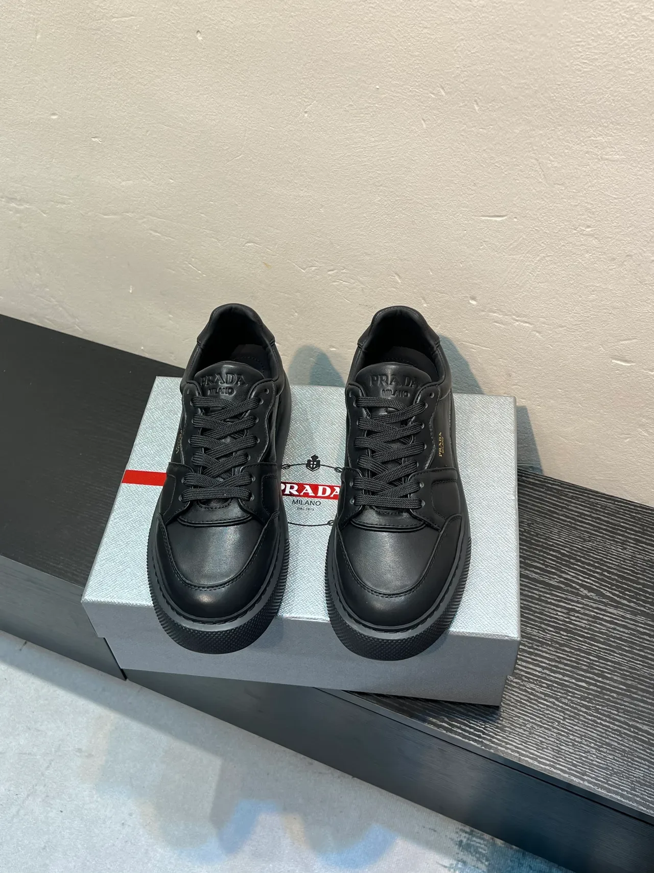 Prada Black Leather Lifestyle Sneaker 2