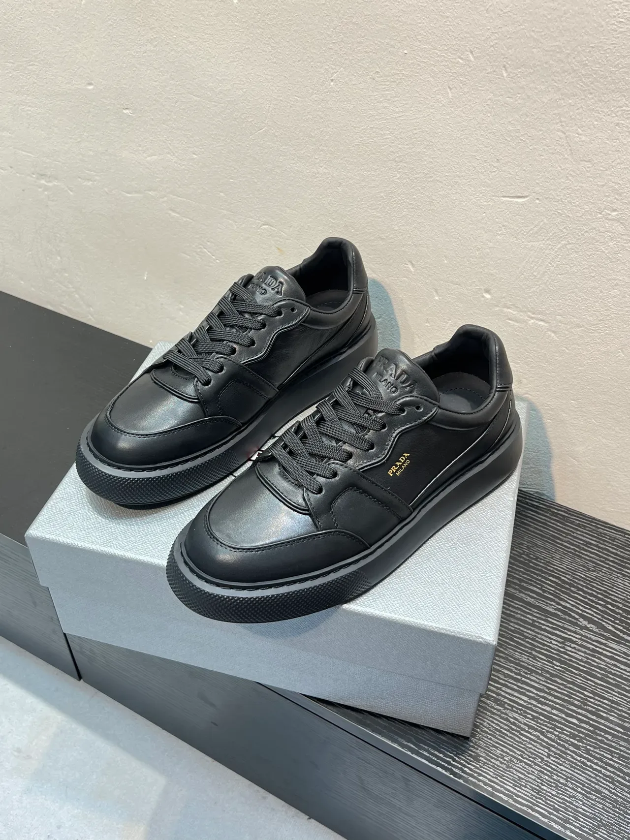Prada Black Leather Lifestyle Sneaker 3