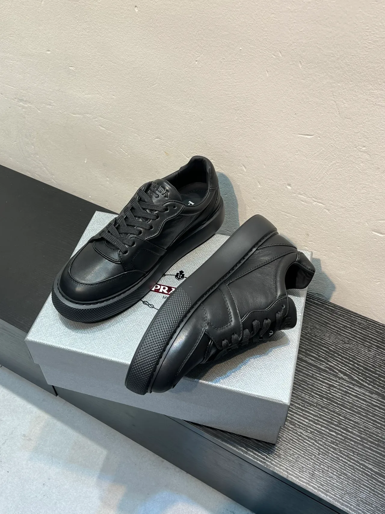 Prada Black Leather Lifestyle Sneaker 4