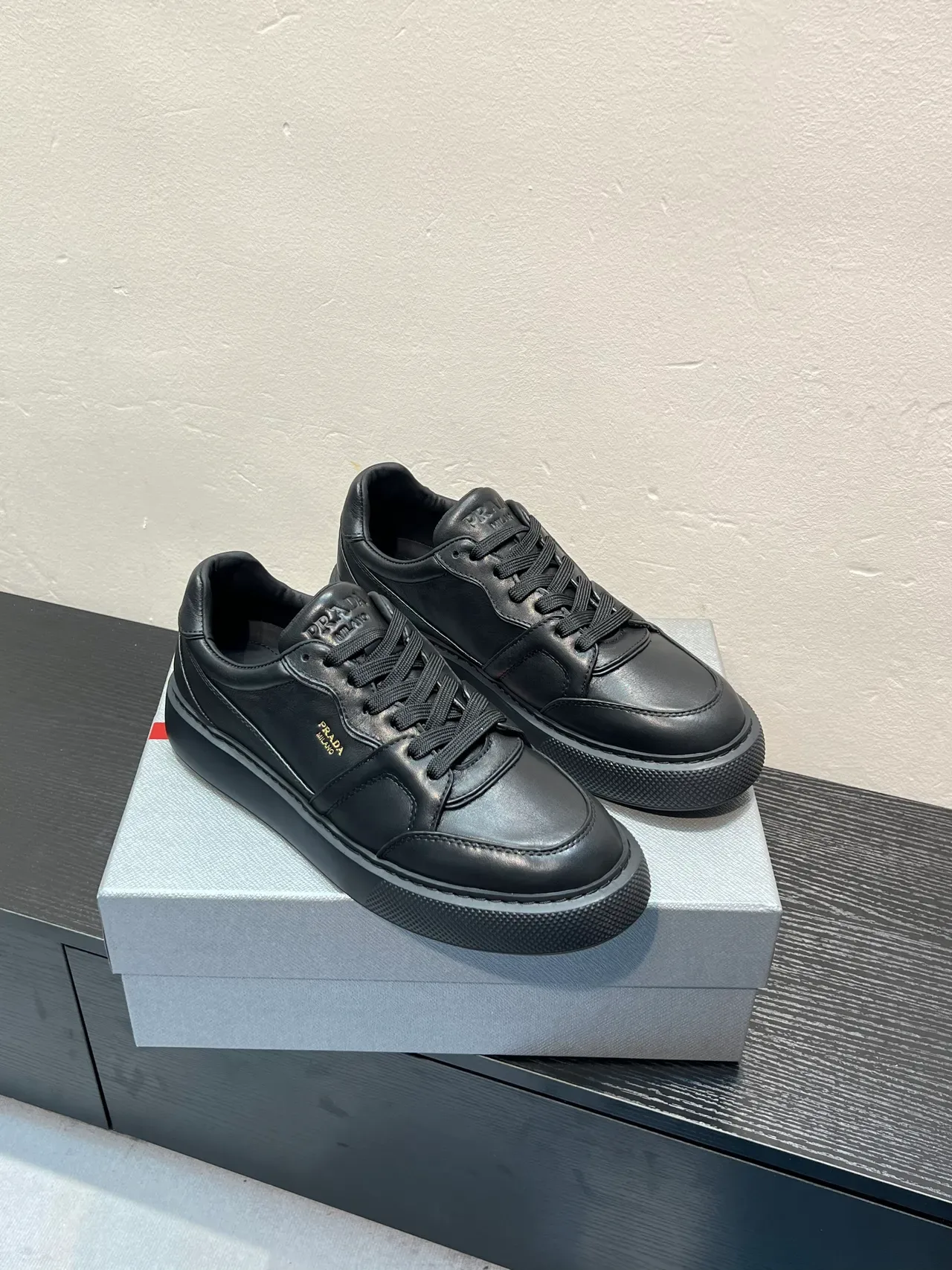 Prada Black Leather Lifestyle Sneaker 5
