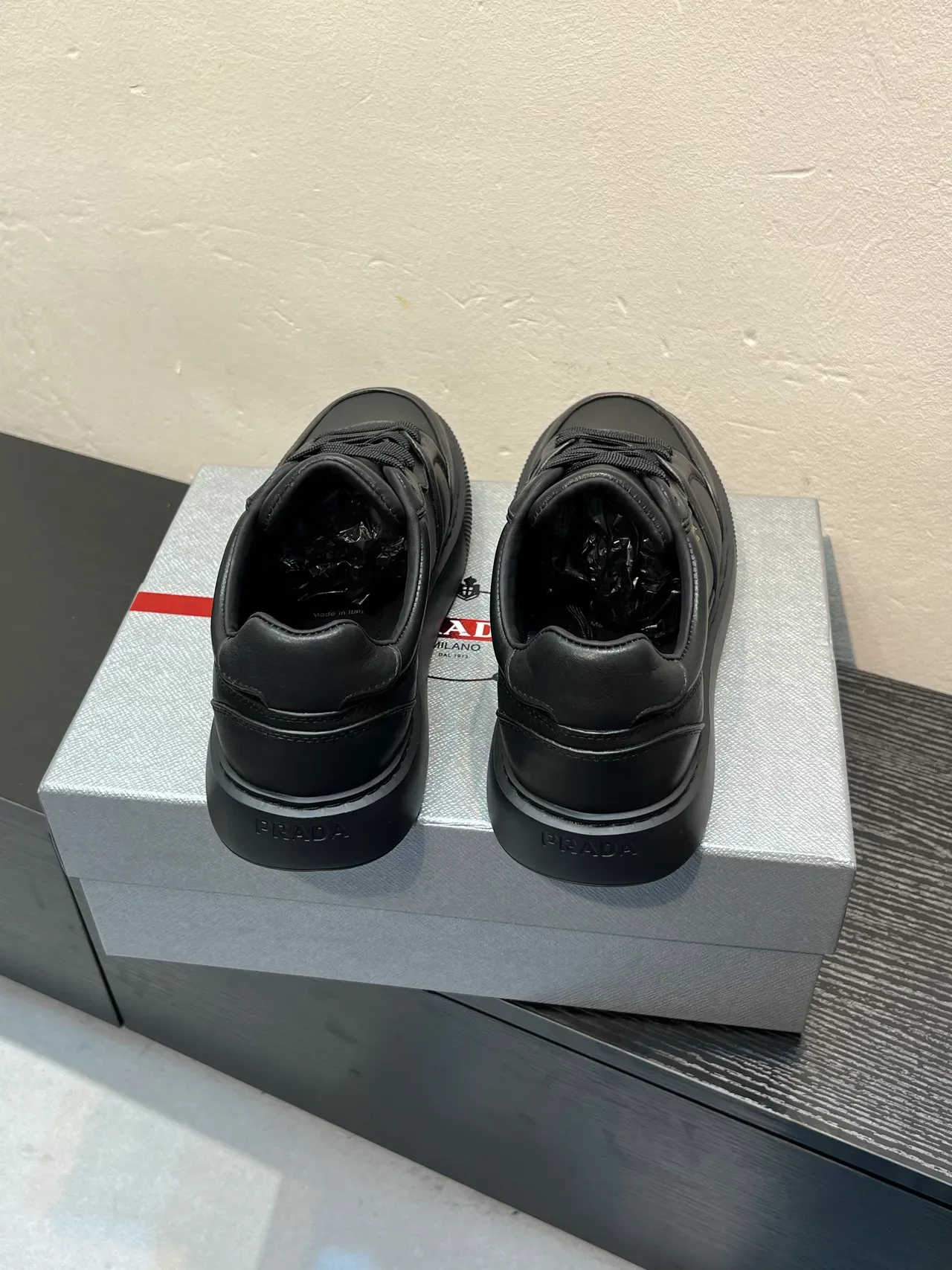 Prada Black Leather Lifestyle Sneaker 6