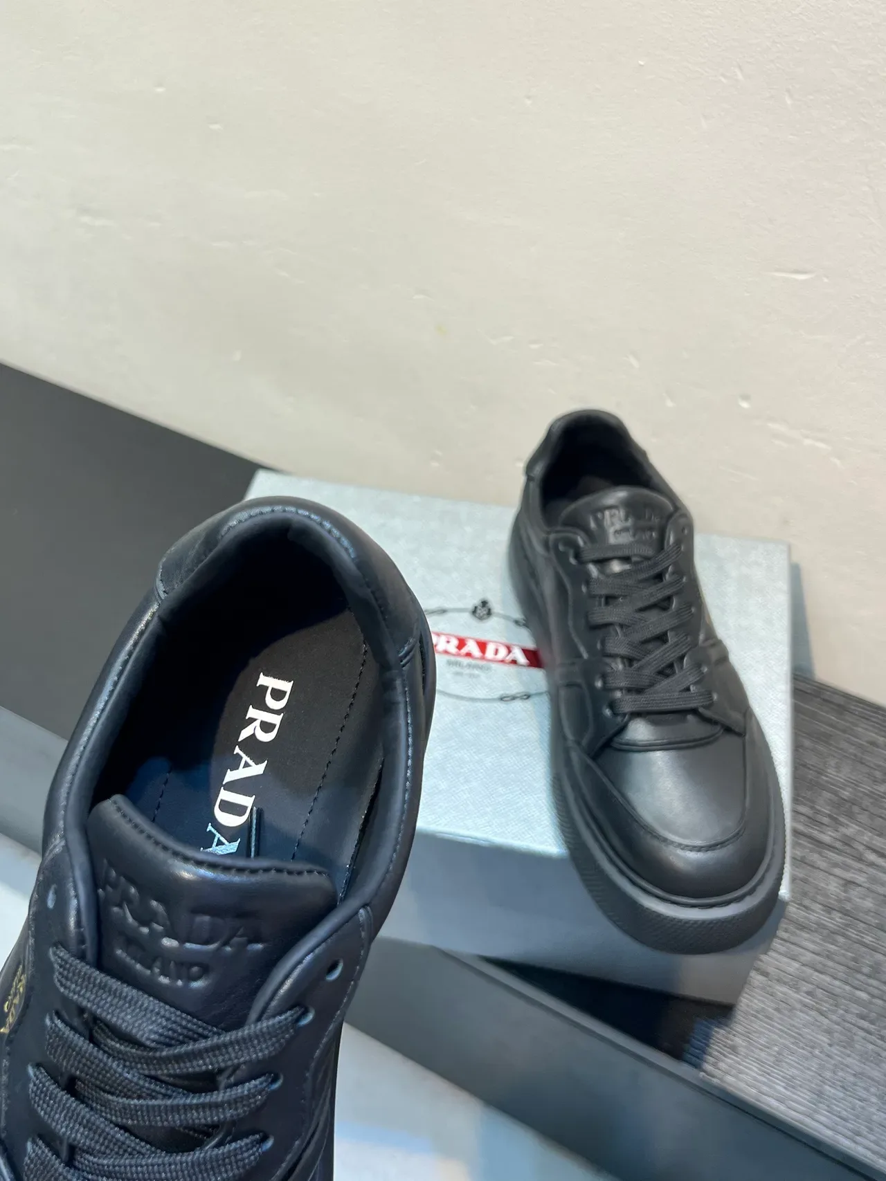 Prada Black Leather Lifestyle Sneaker 7