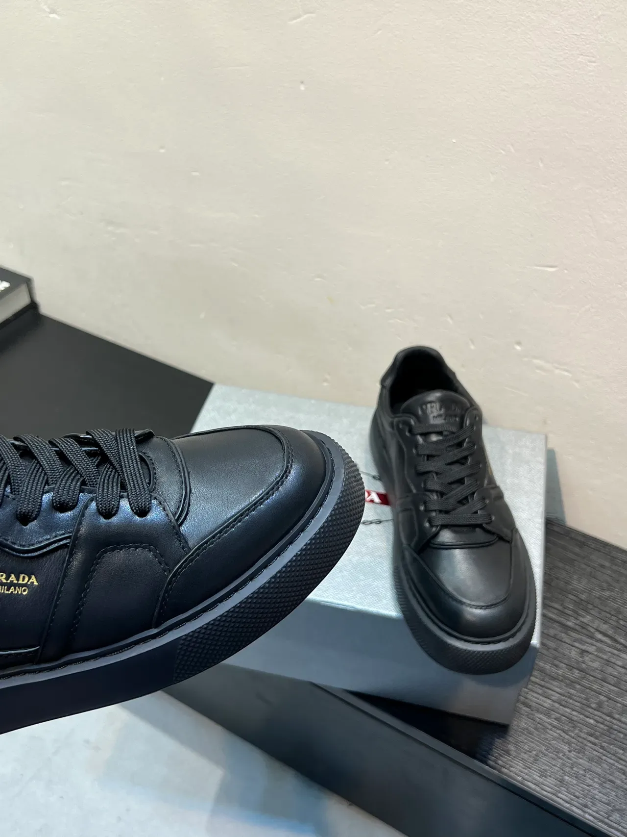 Prada Black Leather Lifestyle Sneaker 8
