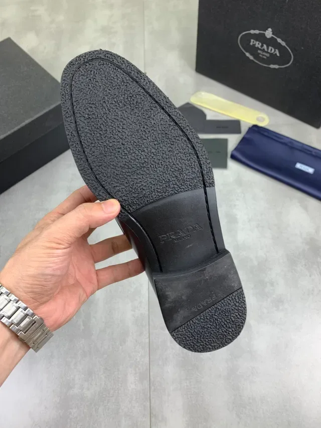 Prada Black Penny Strap Smooth Leather Loafer 3