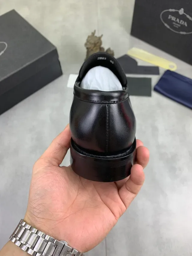 Prada Black Penny Strap Smooth Leather Loafer 4