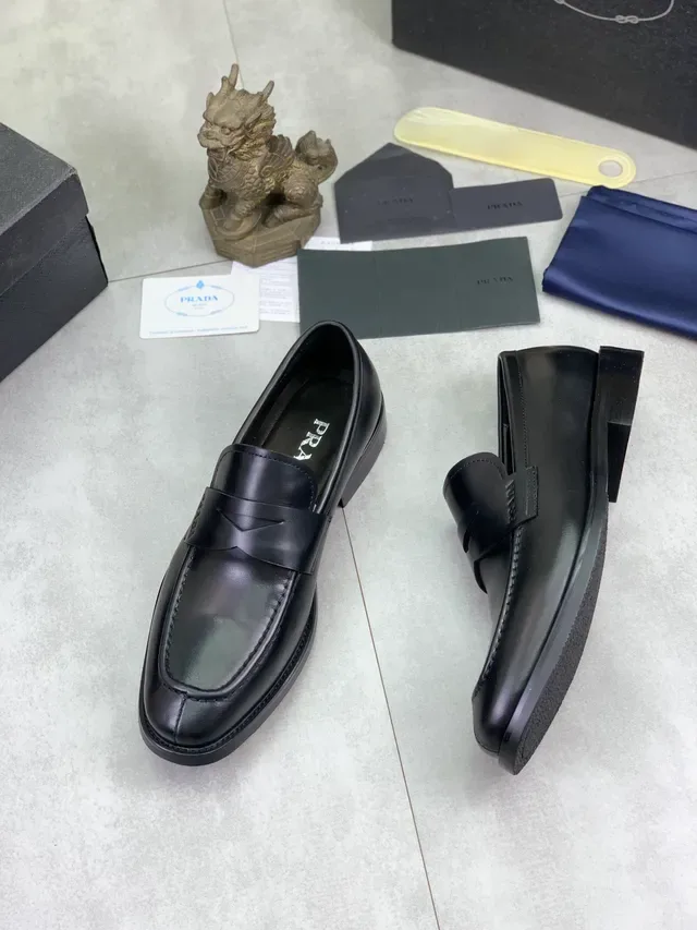 Prada Black Penny Strap Smooth Leather Loafer 6