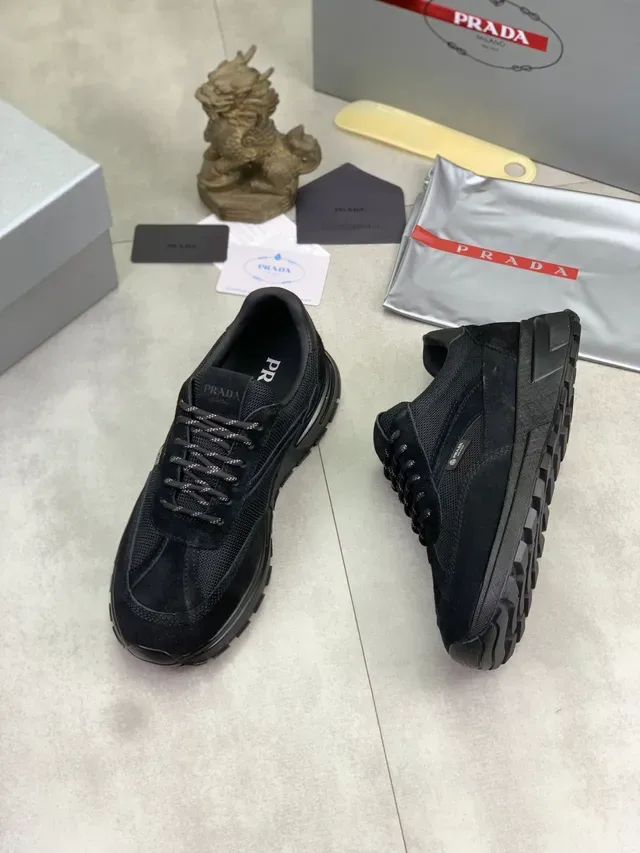 Prada Black Suede and Mesh Lifestyle Sneaker 5