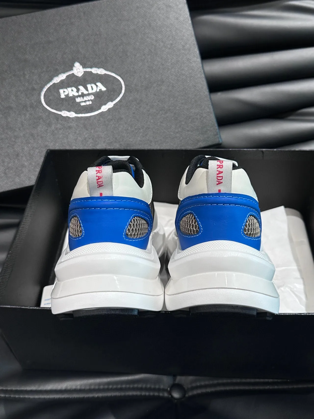 Prada Black White Layered Mixed-Material Upper Midsole Chunky Sneakers 7