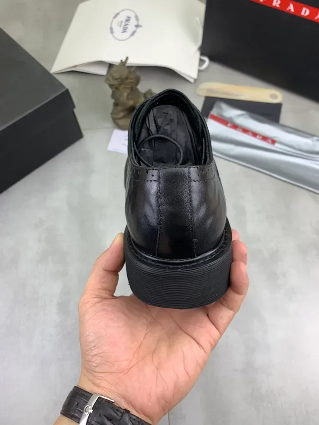 Prada Black Wingtip Perforated Detailing Brogue 3
