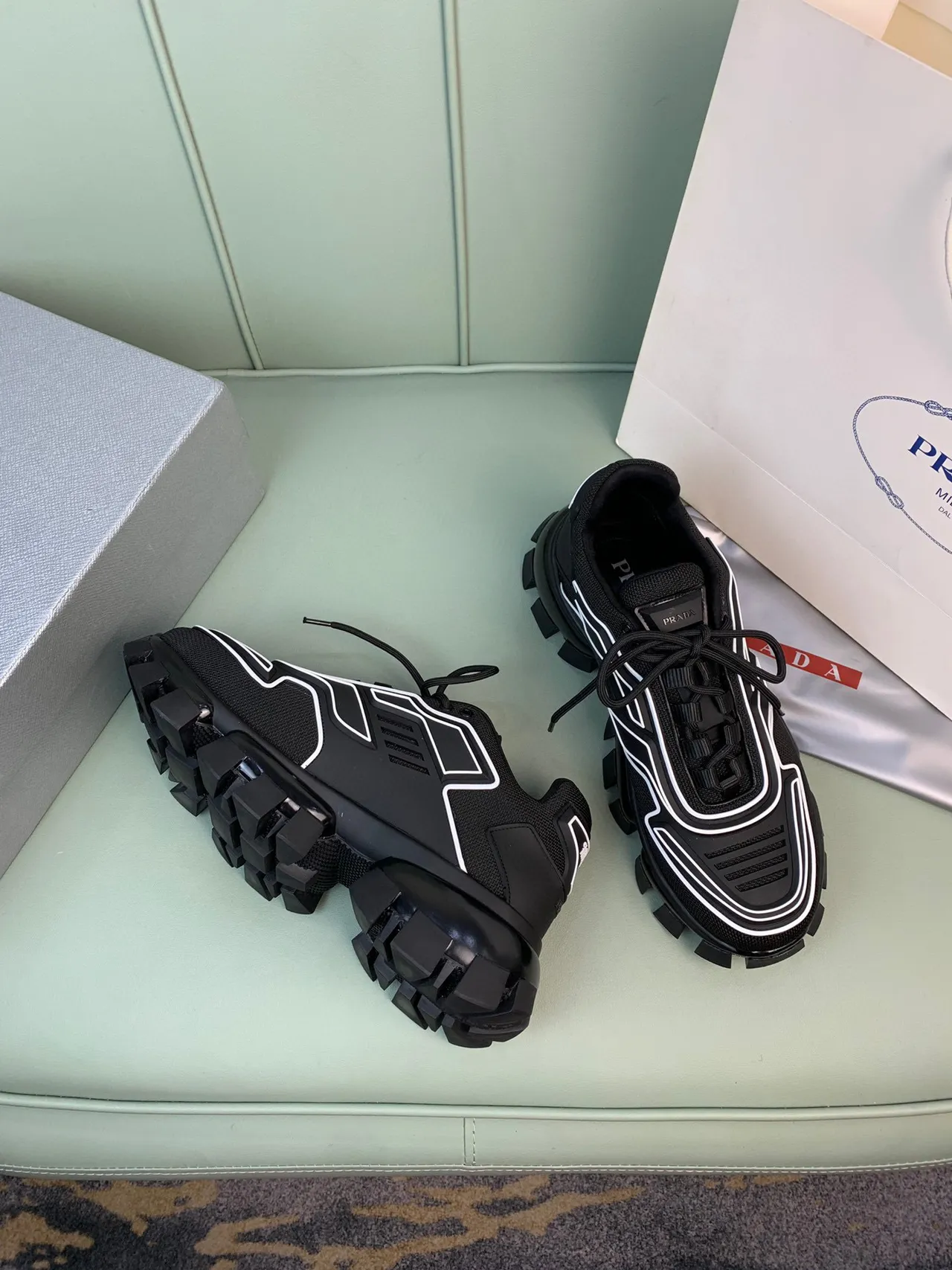 Prada Cloudbust Black and White Chunky Sneakers 2