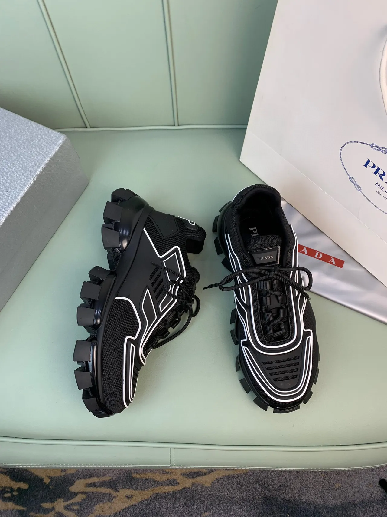 Prada Cloudbust Black and White Chunky Sneakers 6