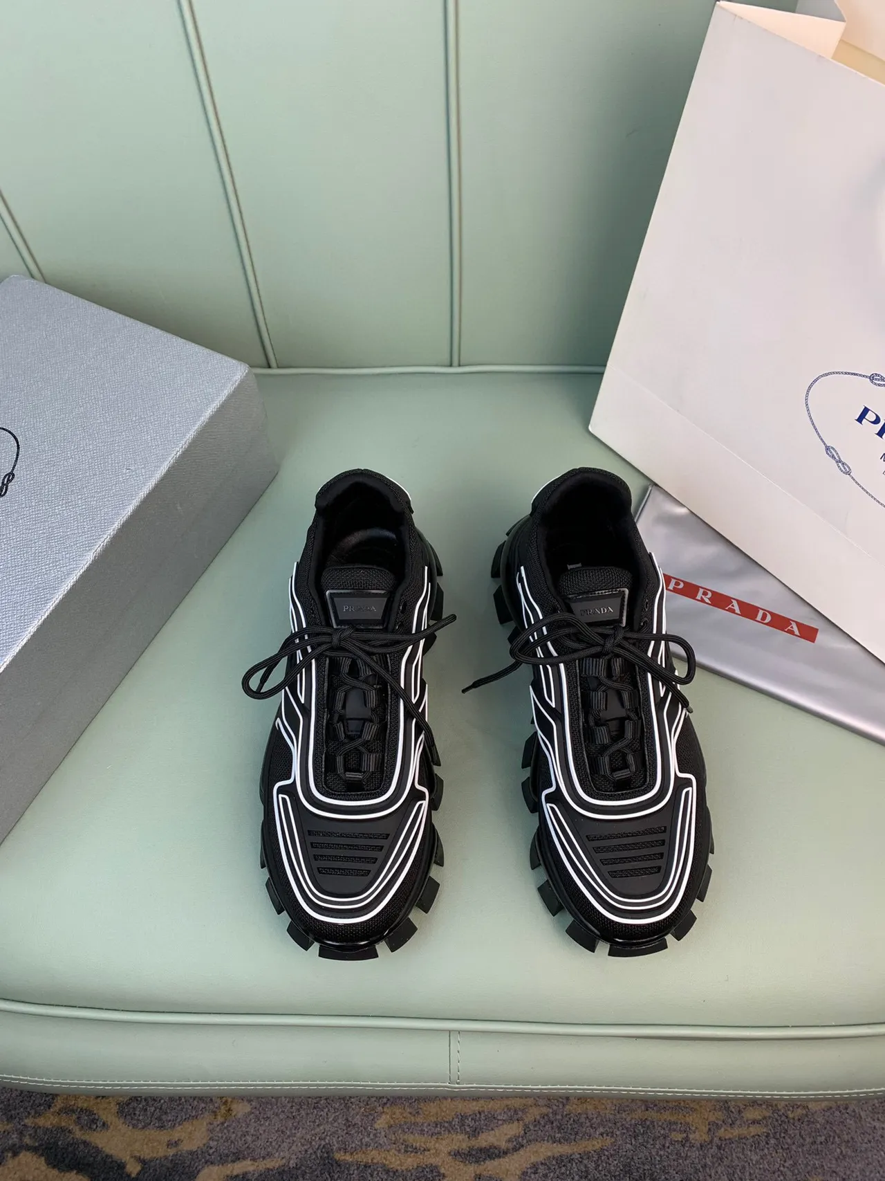 Prada Cloudbust Black and White Chunky Sneakers 9