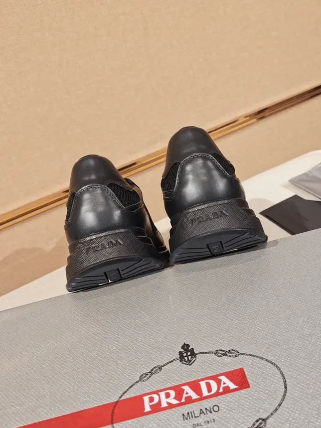 Prada Cloudbust Black Leather and Mesh Lifestyle Sneakers 3
