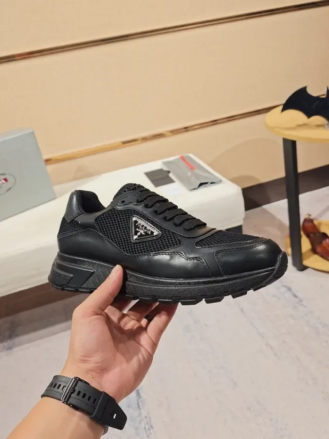 Prada Cloudbust Black Leather and Mesh Lifestyle Sneakers 4