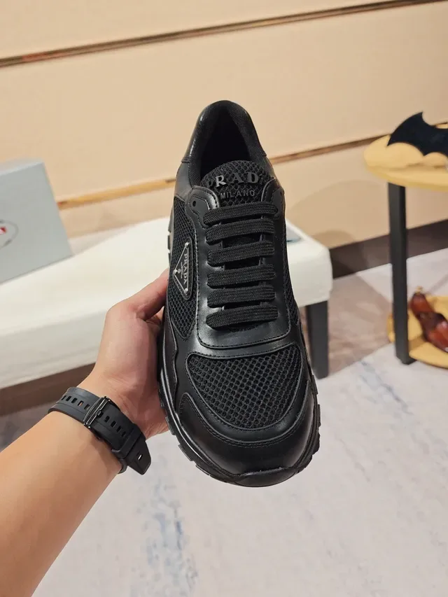 Prada Cloudbust Black Leather and Mesh Lifestyle Sneakers 5