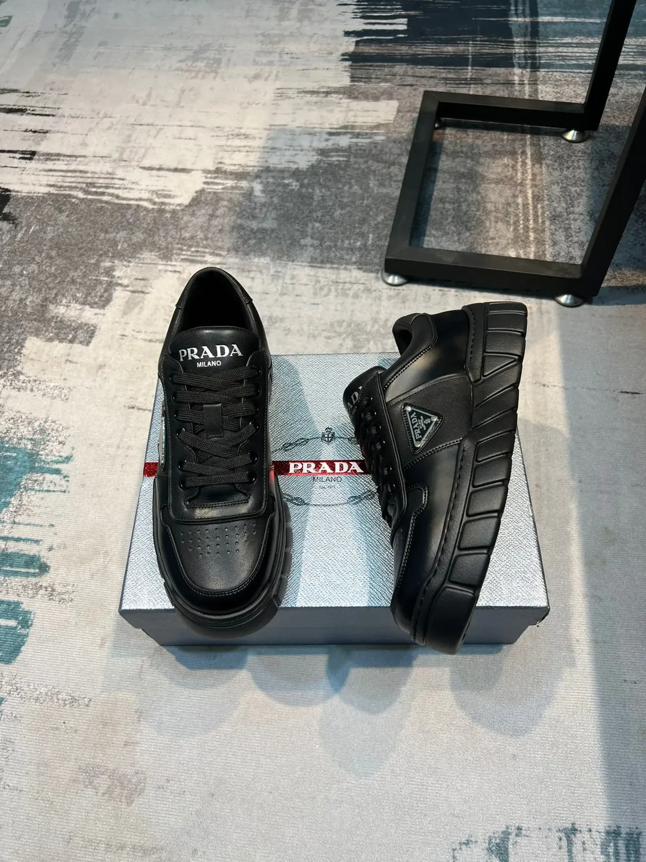 Prada Cloudbust Black Leather Lifestyle Sneakers 5