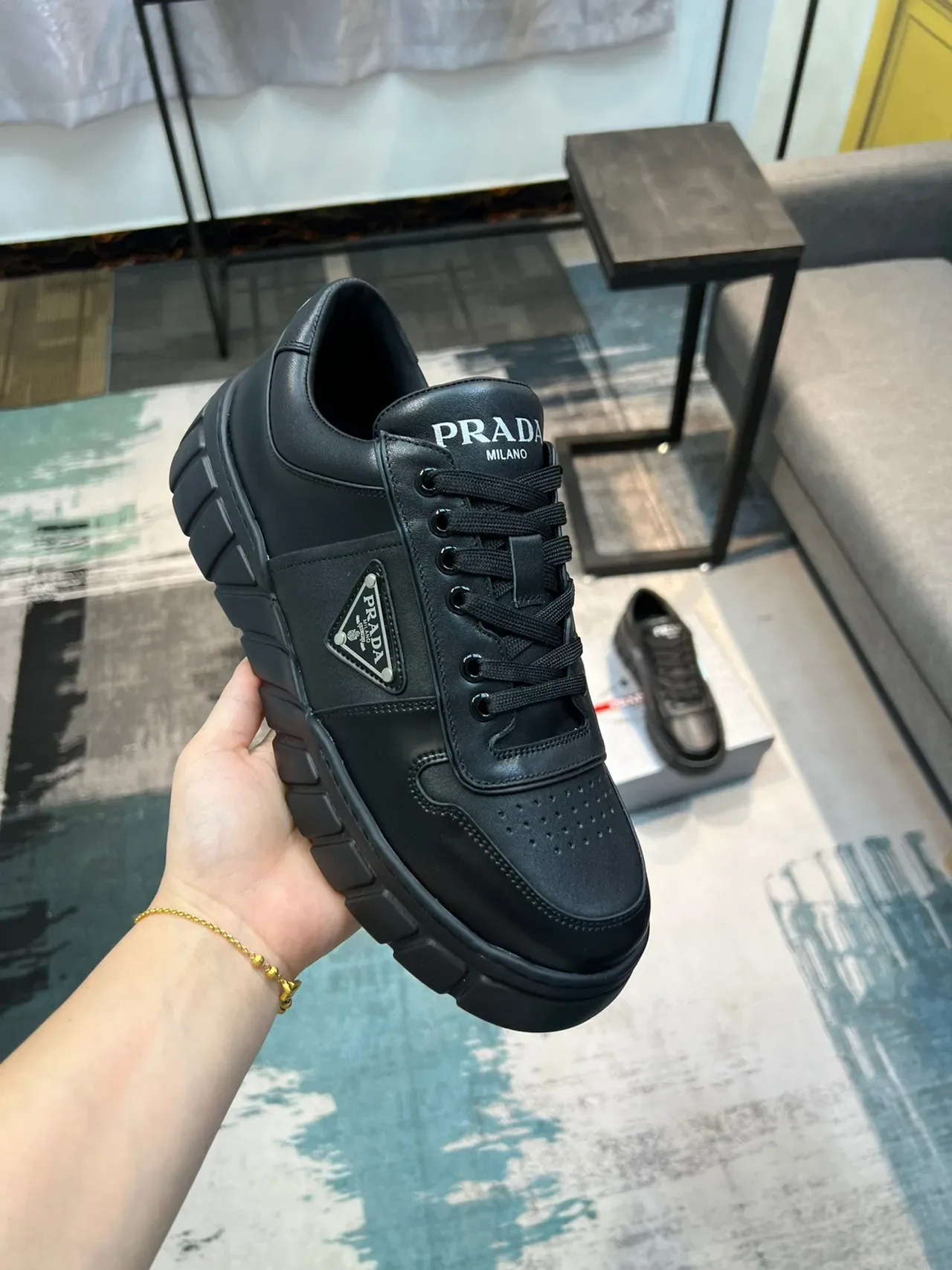 Prada Cloudbust Black Leather Lifestyle Sneakers 6